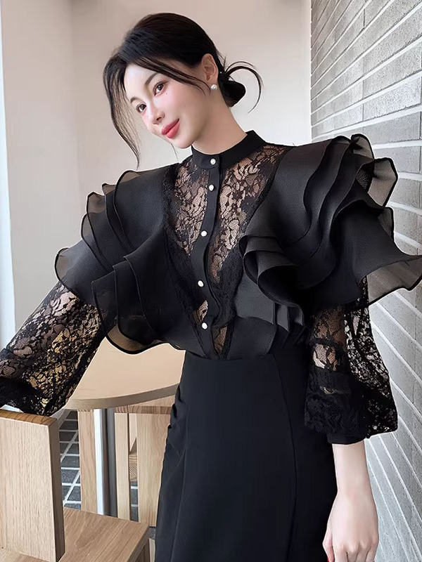 Summer Clothing Old Money - Kemeja Renda Ala Peri Musim Semi