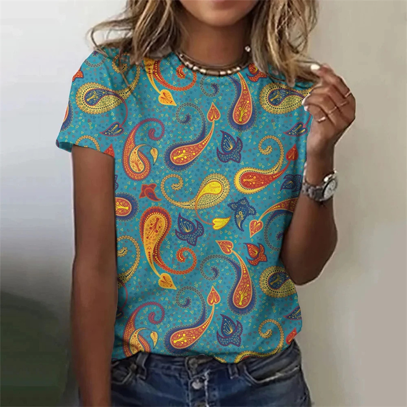 Summer Clothing India - Kaus motif pola Paisley 3D Persia
