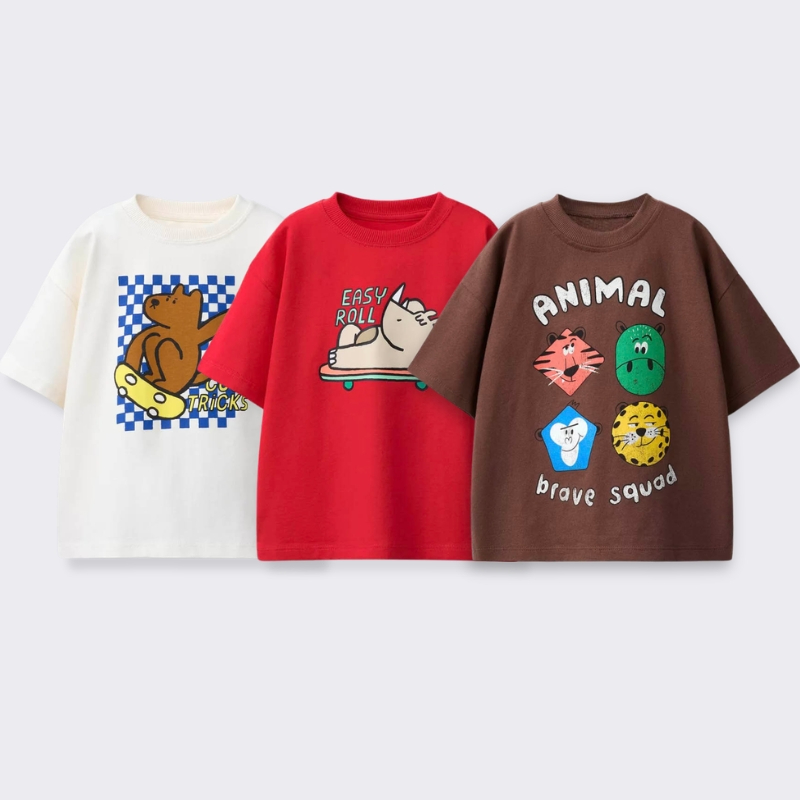 Summer Clothing For Baby Boy - Kaus Kartun Cetak untuk Pakaian Anak-anak