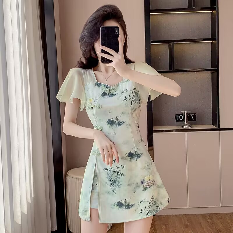 Summer Clothing Women Sale - Gaun Temperamen Set Dua Potong Cheongsam