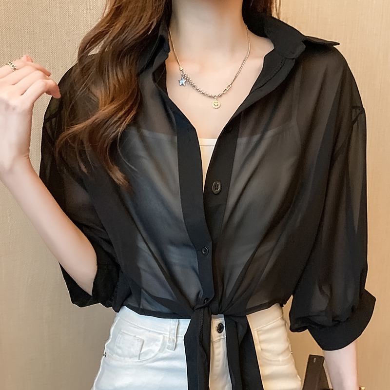 Summer Clothing Old Money - Kemeja Pelindung Matahari Wanita Bahan Sifon