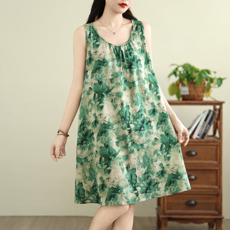 Gaun A-Line Tanpa Lengan Longg - Summer Green Clothing ulasan dan harga