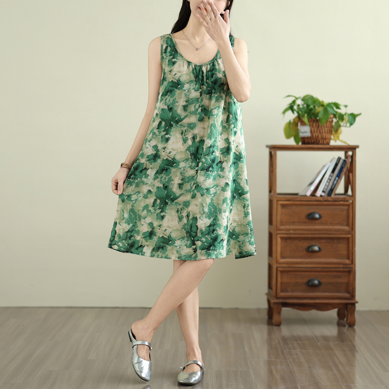 Gaun A-Line Tanpa Lengan Longg - Summer Green Clothing ulasan dan harga