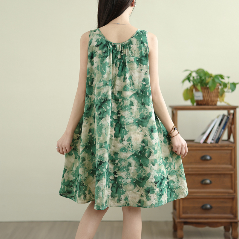 Gaun A-Line Tanpa Lengan Longg - Summer Green Clothing ulasan dan harga