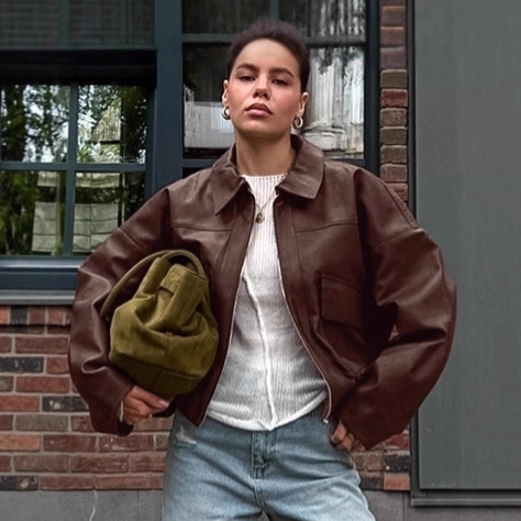 Jaket Kulit Cokelat Gaya Old M - Summer Clothing Old Money ulasan dan harga