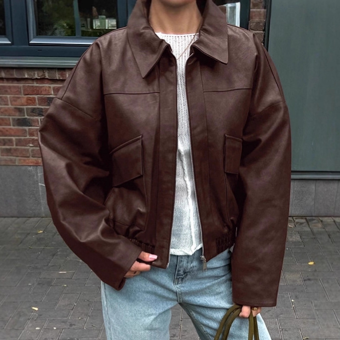 Jaket Kulit Cokelat Gaya Old M - Summer Clothing Old Money ulasan dan harga