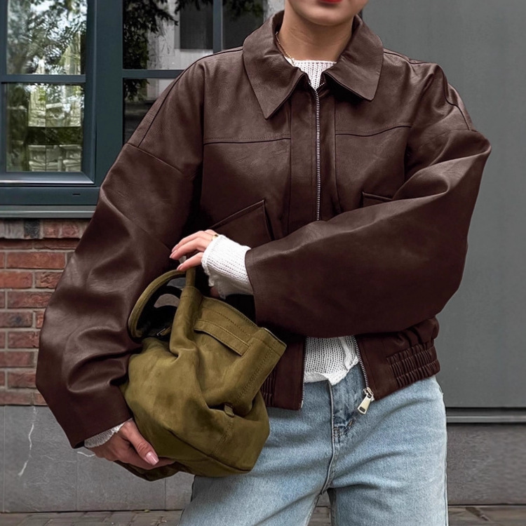 Jaket Kulit Cokelat Gaya Old M - Summer Clothing Old Money ulasan dan harga