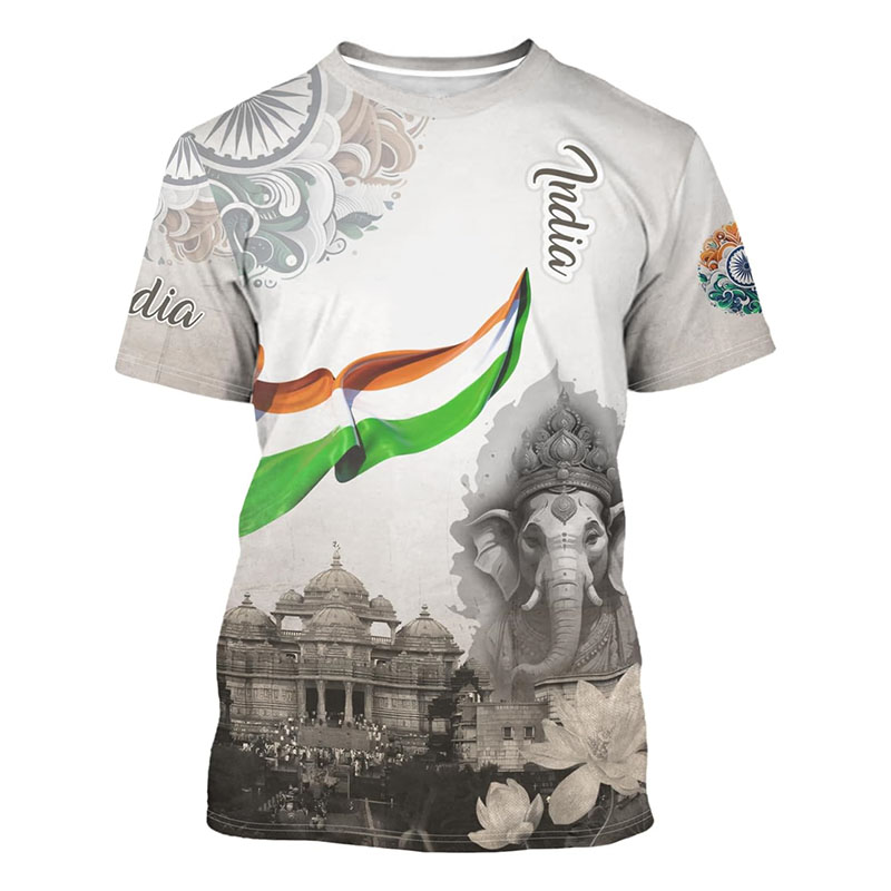 Kaus motif Bendera India kaus  - Summer Clothing India ulasan dan harga