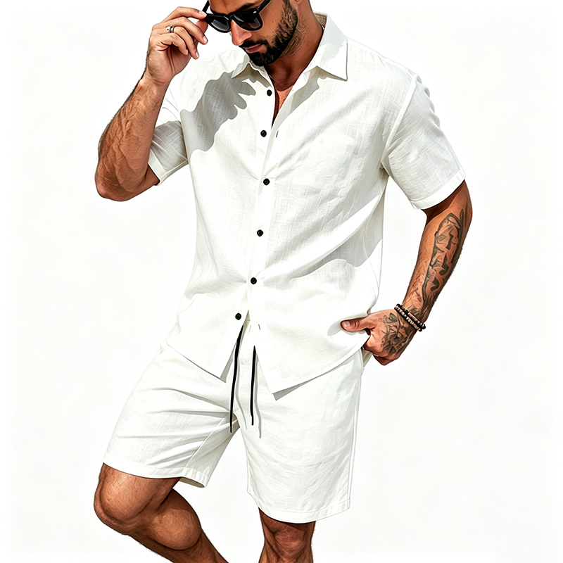 Pakaian Linen Pria Dua Potong  - Summer Clothing Trend ulasan dan harga