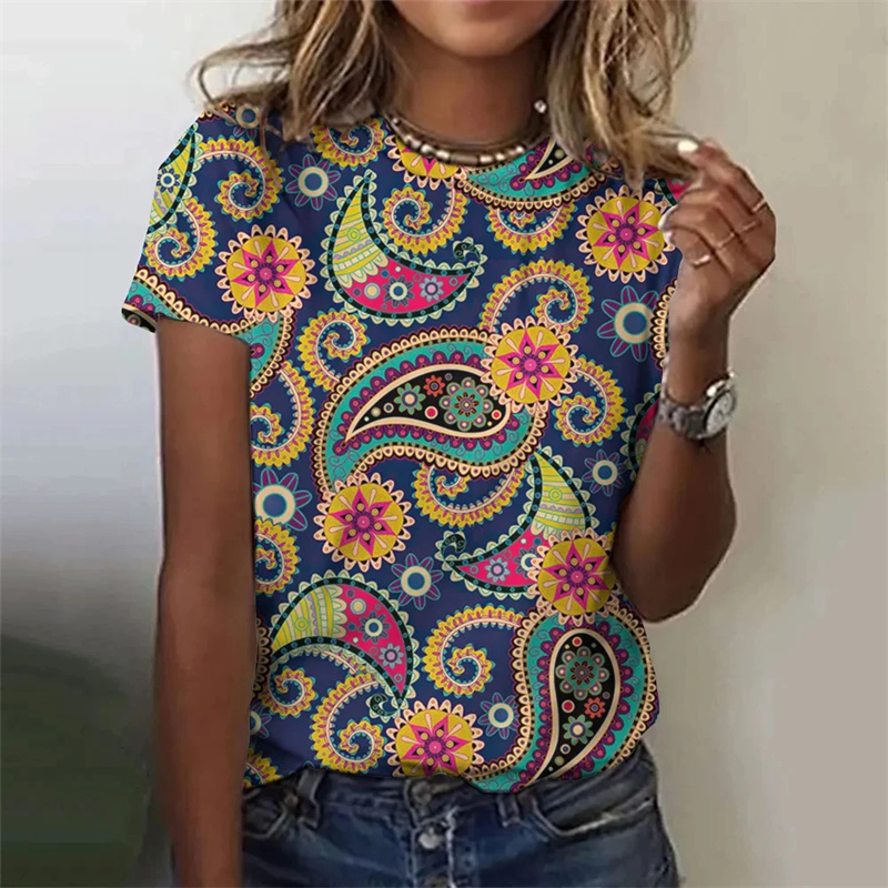 Kaus motif pola Paisley 3D Per - Summer Clothing India ulasan dan harga