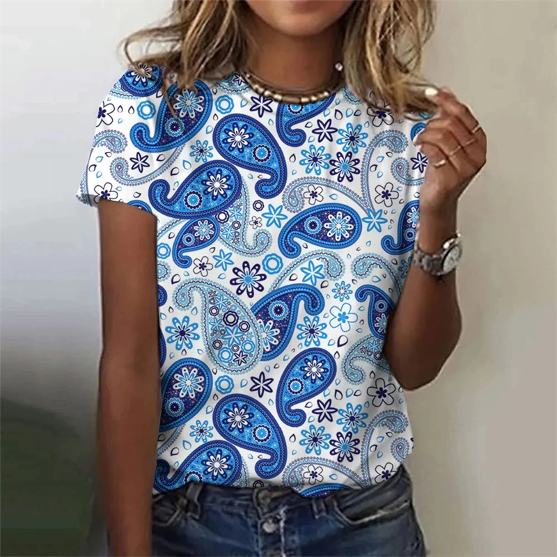 Kaus motif pola Paisley 3D Per - Summer Clothing India ulasan dan harga
