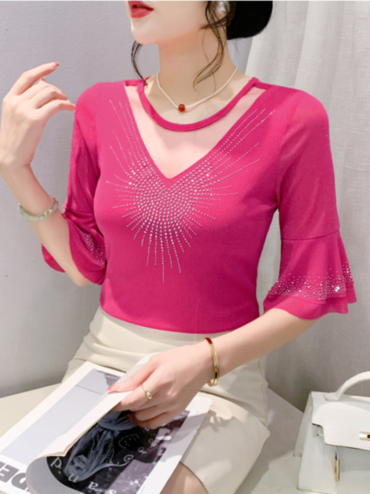 Kaos Wanita Model Slim Fit Ser - Summer Clothing Old Money ulasan dan harga