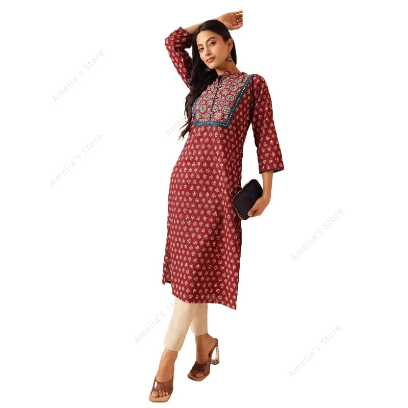 Kurta Wanita Motif Bunga Maroo - Summer Clothing India ulasan dan harga