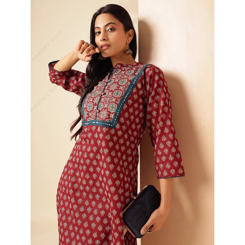Kurta Wanita Motif Bunga Maroo - Summer Clothing India ulasan dan harga