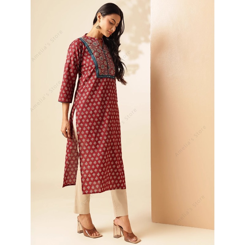 Kurta Wanita Motif Bunga Maroo - Summer Clothing India ulasan dan harga