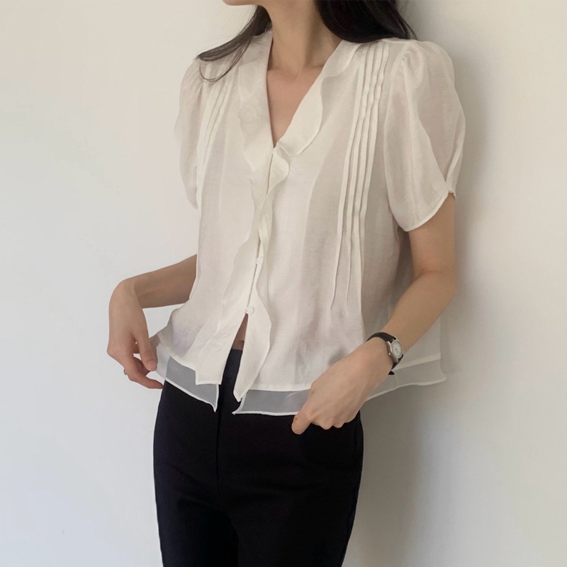 Blus Dua Potong Palsu Kancing  - Summer Clothing Old Money ulasan dan harga