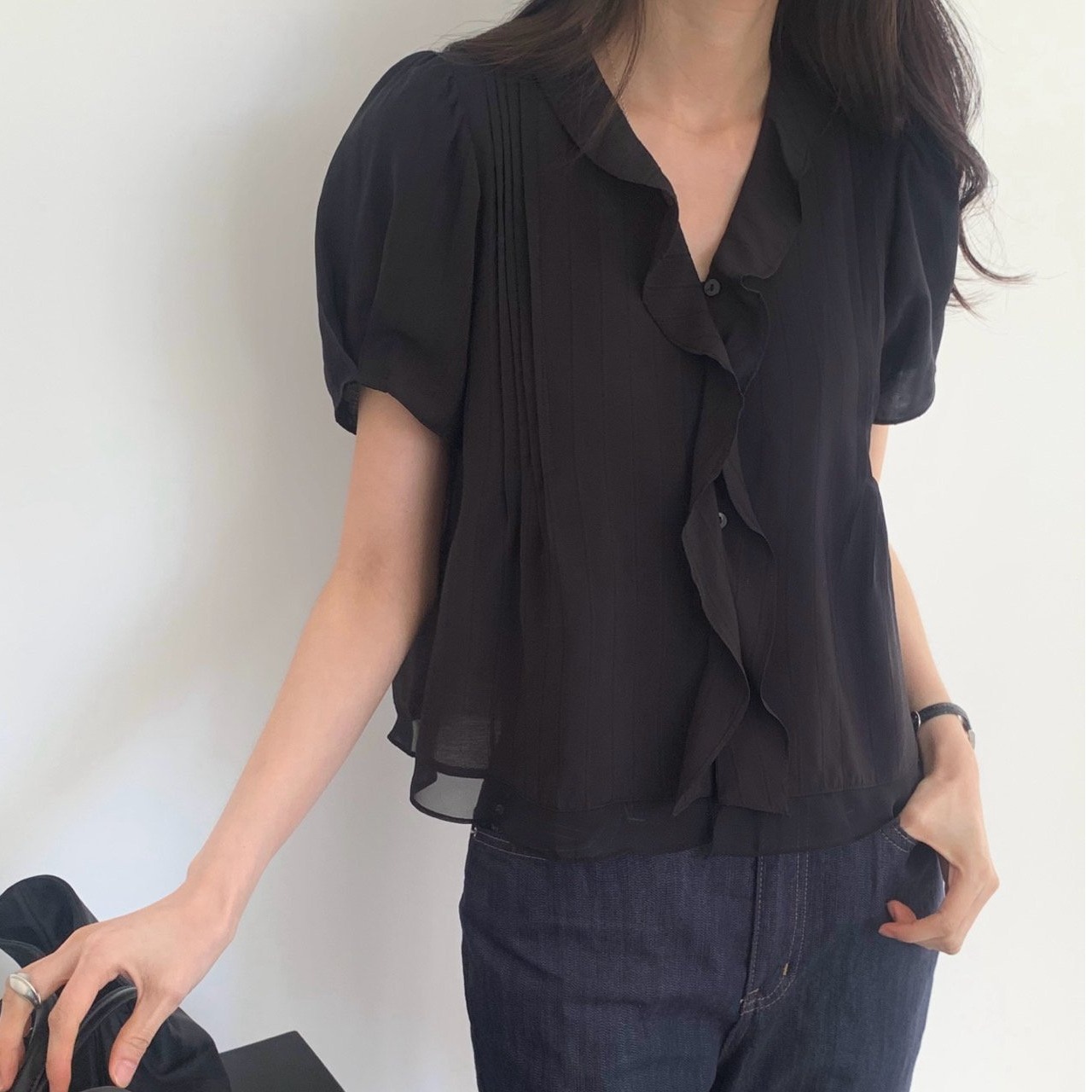 Blus Dua Potong Palsu Kancing  - Summer Clothing Old Money ulasan dan harga
