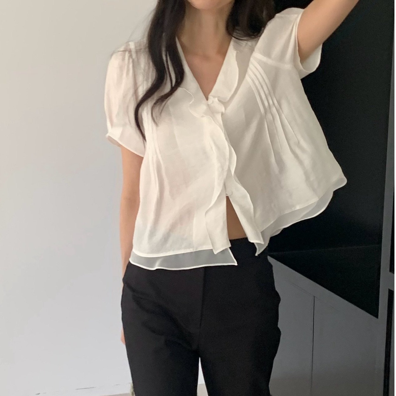 Blus Dua Potong Palsu Kancing  - Summer Clothing Old Money ulasan dan harga