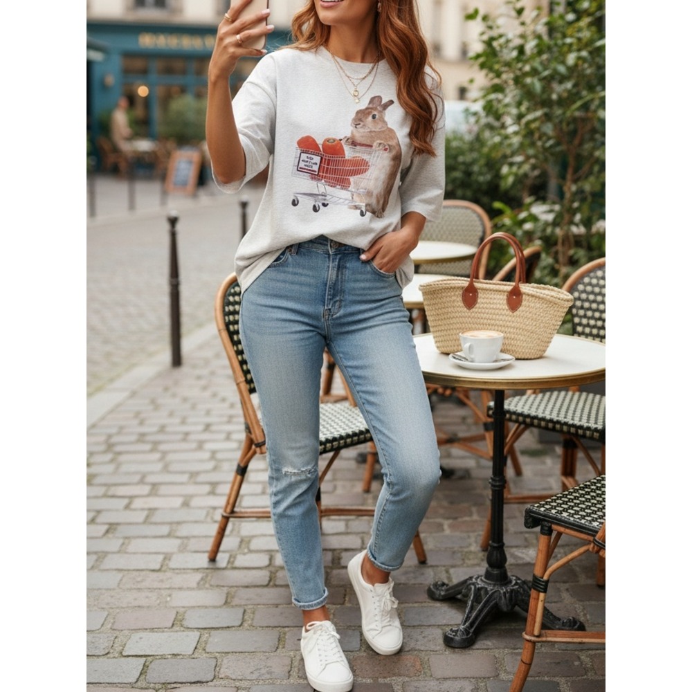 T-Shirt untuk Wanita Motif Geo - Summer Clothing Must Haves ulasan dan harga