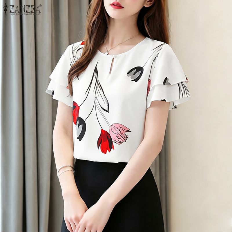 ZANZEA Blus Pullover Motif Bun - Summer Clothing Layering ulasan dan harga
