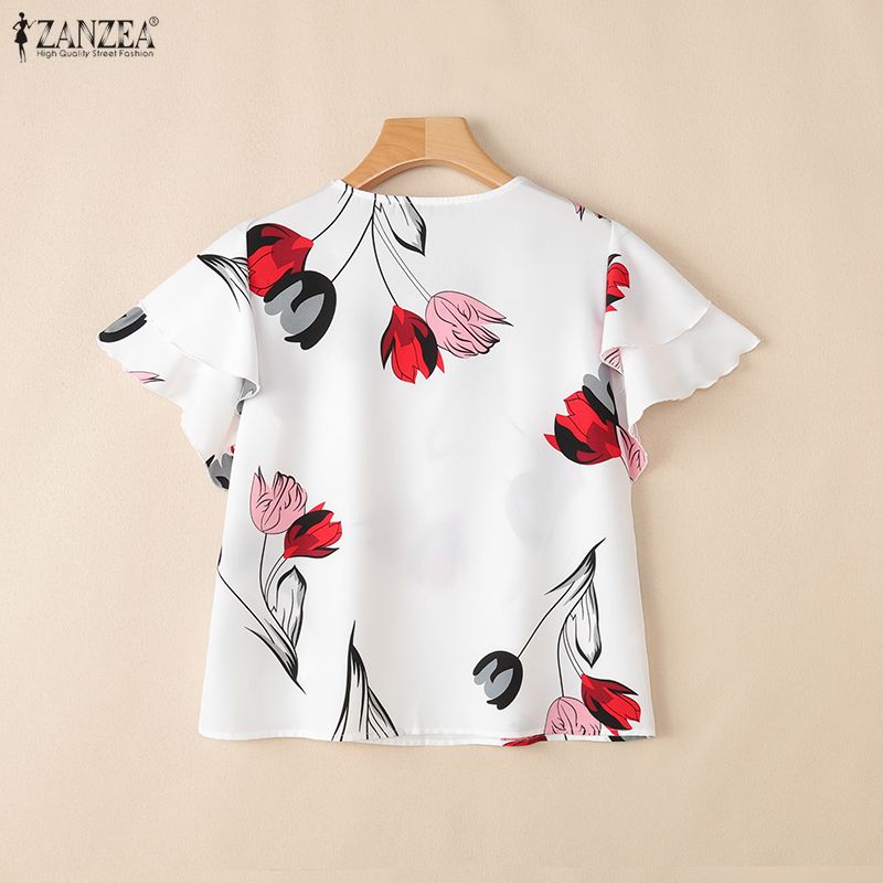 ZANZEA Blus Pullover Motif Bun - Summer Clothing Layering ulasan dan harga