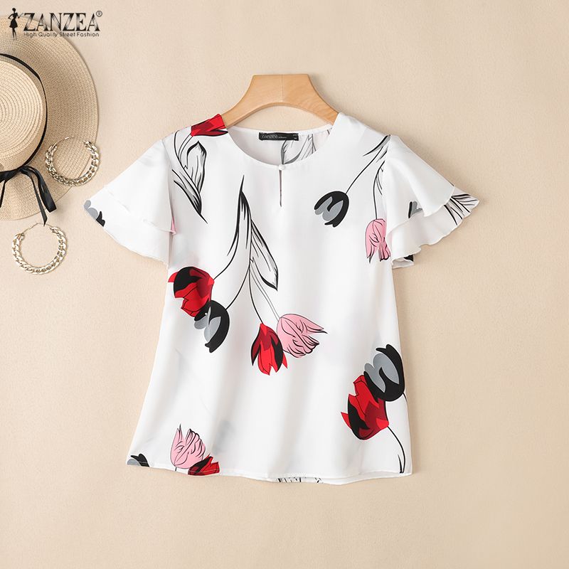 ZANZEA Blus Pullover Motif Bun - Summer Clothing Layering ulasan dan harga