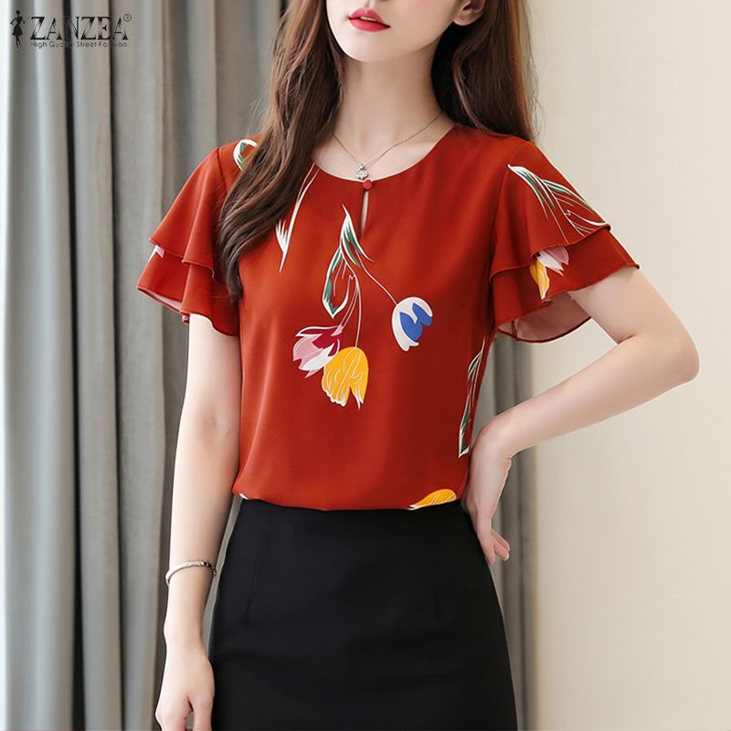ZANZEA Blus Pullover Motif Bun - Summer Clothing Layering ulasan dan harga
