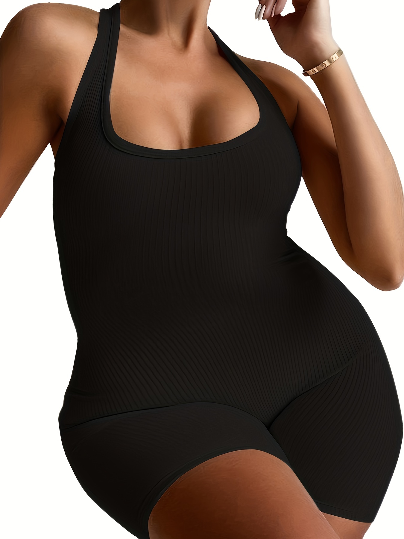 Jumpsuit olahraga Halter hitam - Summer Clothing Plus Size ulasan dan harga