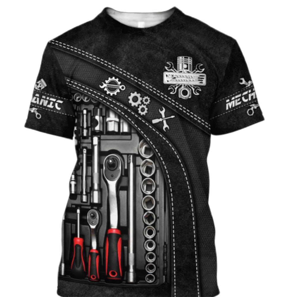 Kaus Vintage mekanik 3D cetak, - Summer Clothing Names ulasan dan harga