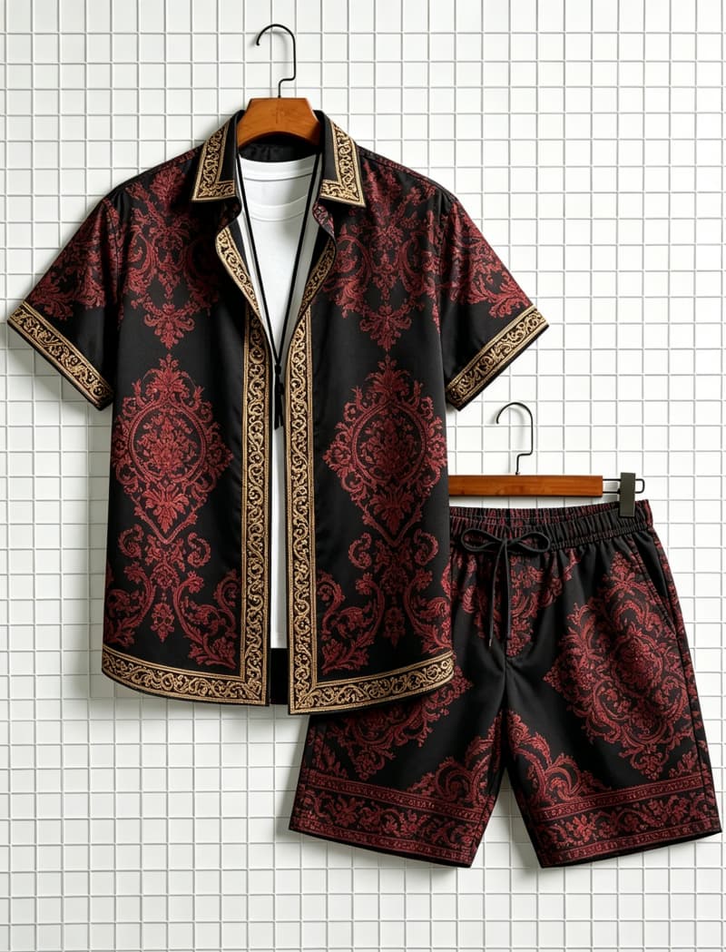 Setelan kemeja lengan pendek d - Summer Clothing Trend ulasan dan harga