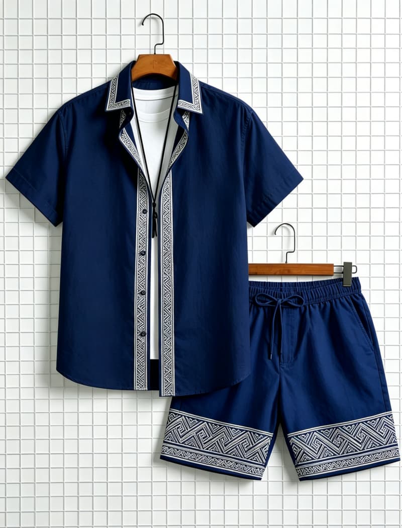 Setelan kemeja lengan pendek d - Summer Clothing Trend ulasan dan harga