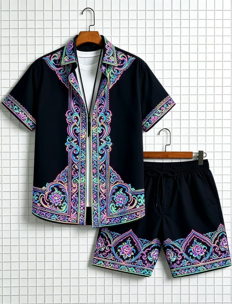 Setelan kemeja lengan pendek d - Summer Clothing Trend ulasan dan harga