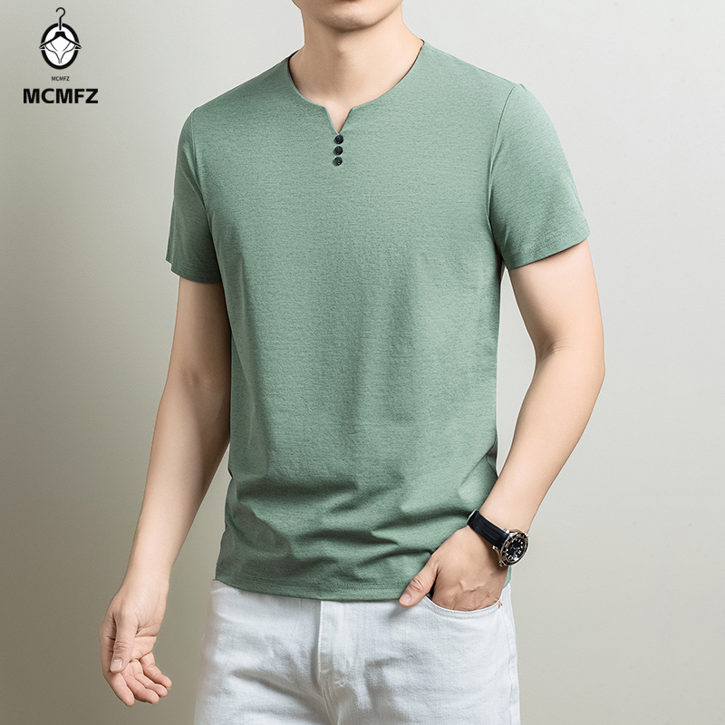 Kaos Henley Pria Basic Bahan K - Summer Cloth ulasan dan harga