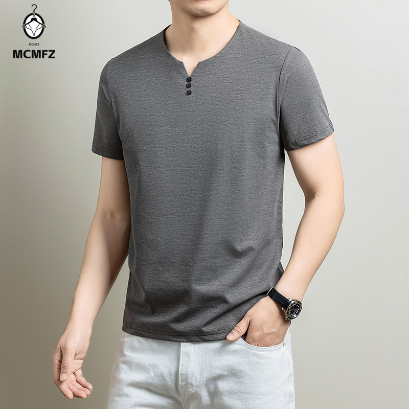 Kaos Henley Pria Basic Bahan K - Summer Cloth ulasan dan harga