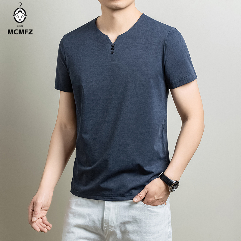 Kaos Henley Pria Basic Bahan K - Summer Cloth ulasan dan harga