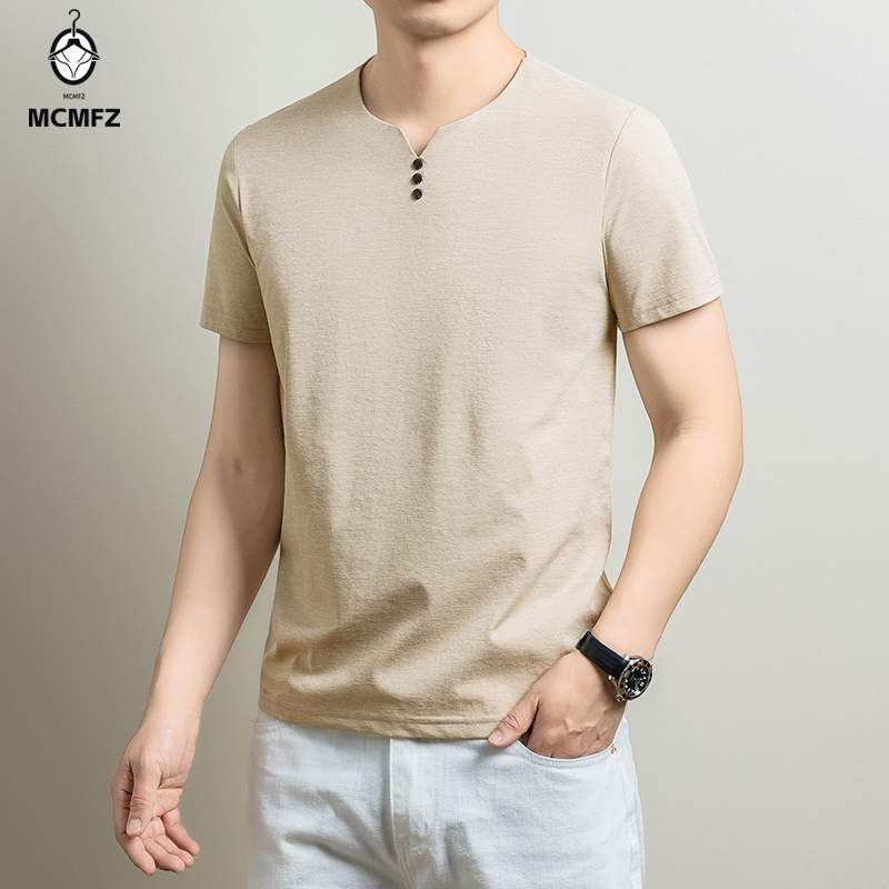 Kaos Henley Pria Basic Bahan K - Summer Cloth ulasan dan harga