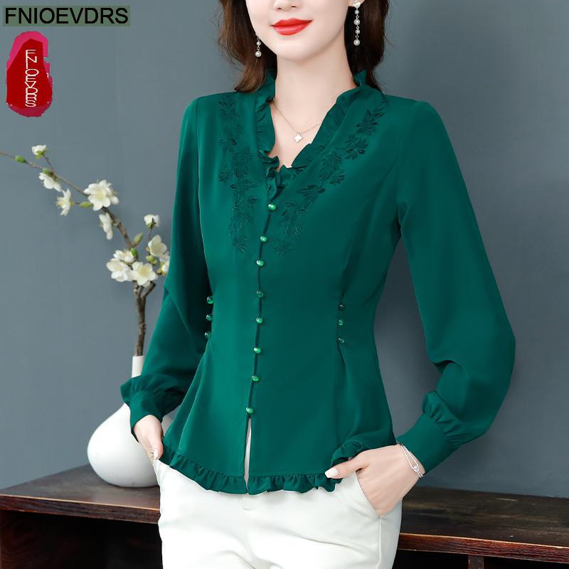 Atasan Ruffle Vintage Retro Ke - Summer Clothing Old Money ulasan dan harga