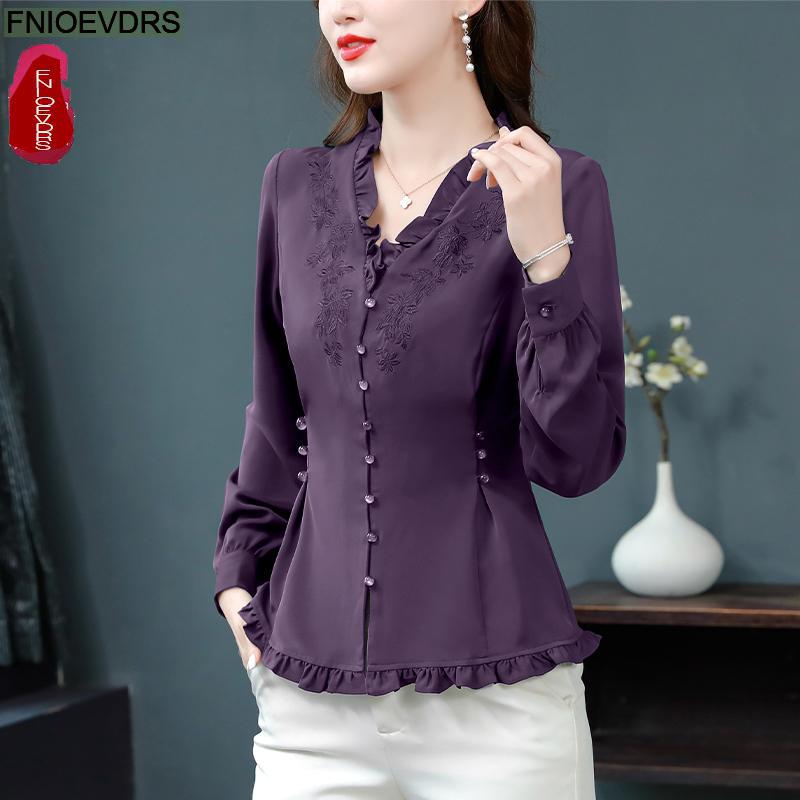 Atasan Ruffle Vintage Retro Ke - Summer Clothing Old Money ulasan dan harga