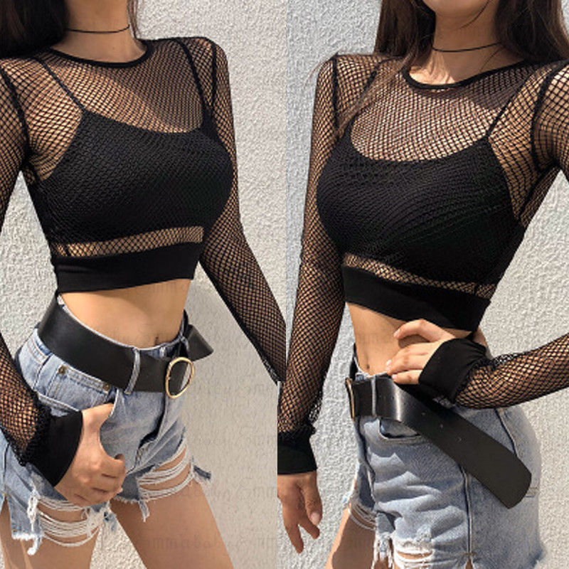 Seksi Hitam Hollow Keluar Mesh - Summer Clothing Old Money ulasan dan harga