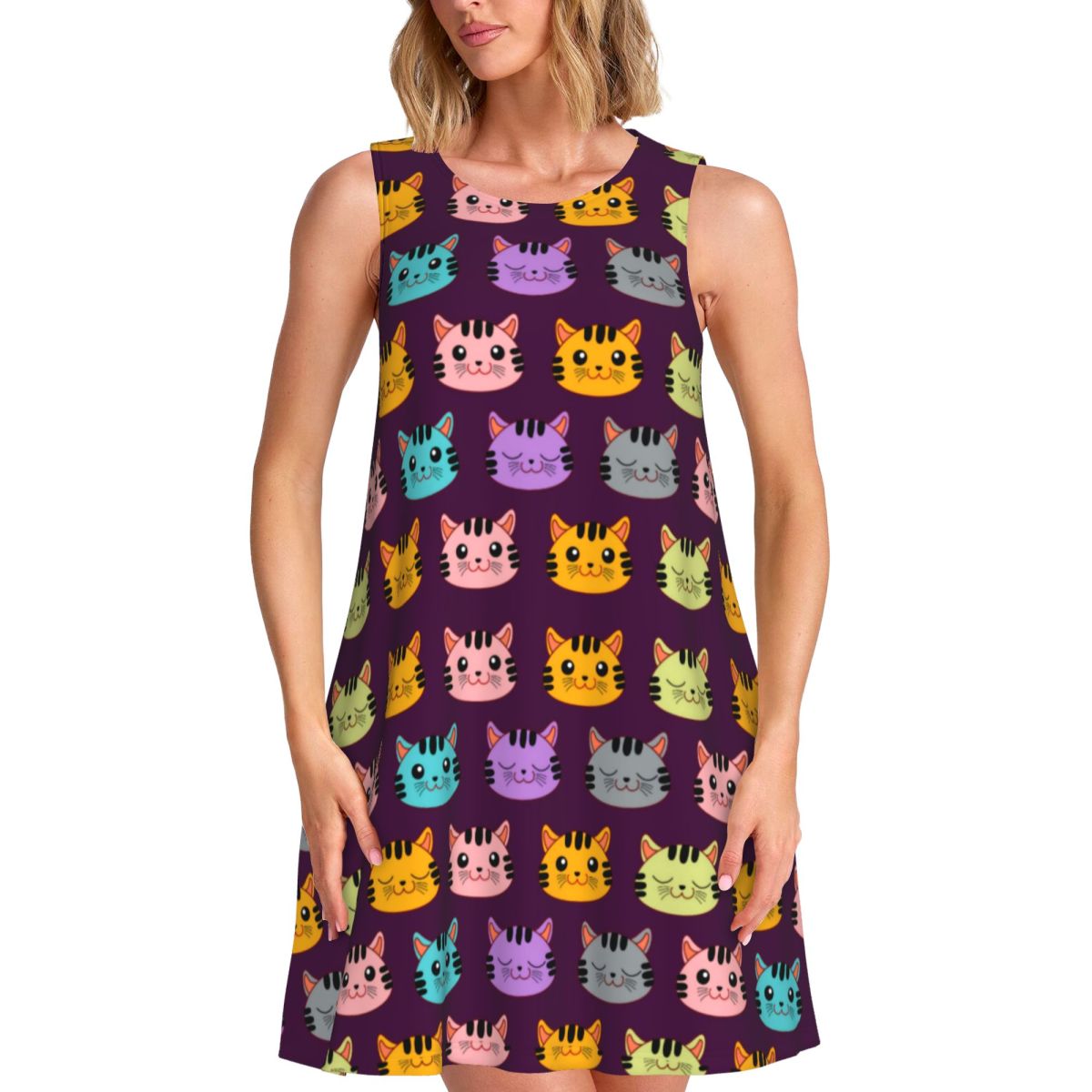 Gaun Tank Top Motif Kucing Ker - Summer Clothing Ideas For Women ulasan dan harga