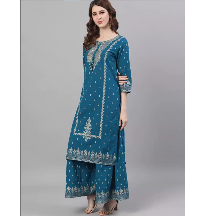 Setelan Tiga Potong Gaya Etnik - Summer Clothing India ulasan dan harga