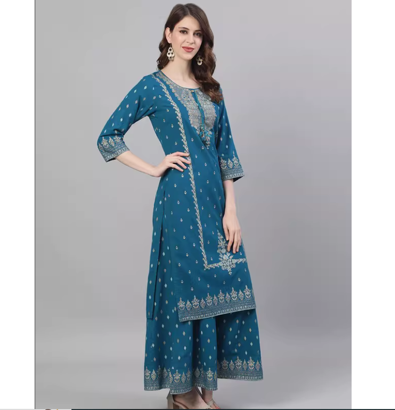 Setelan Tiga Potong Gaya Etnik - Summer Clothing India ulasan dan harga